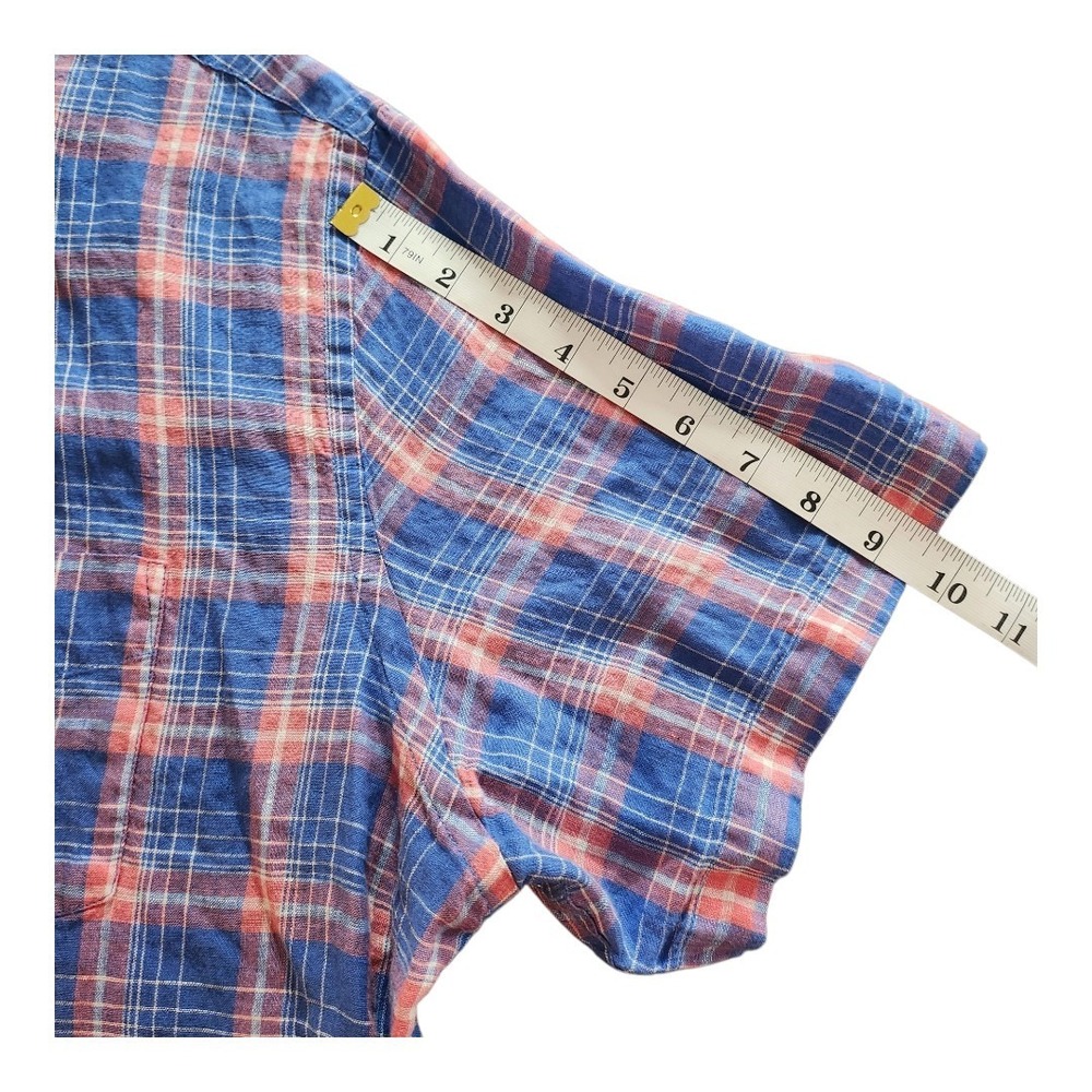 UNTUCKit Shirt Mens Medium Blue Plaid 100% Linen‎ Button Down Size XXL Pink - Picture 7 of 9